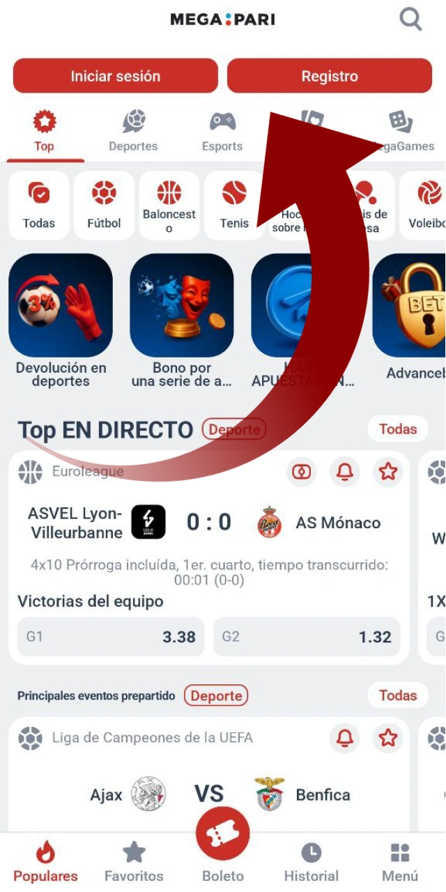 Inicia sesión y disfruta de la aplicación Megapari.