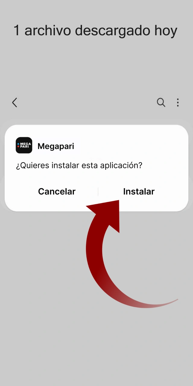 Confirme la descarga de la aplicación Megapari en su teléfono.