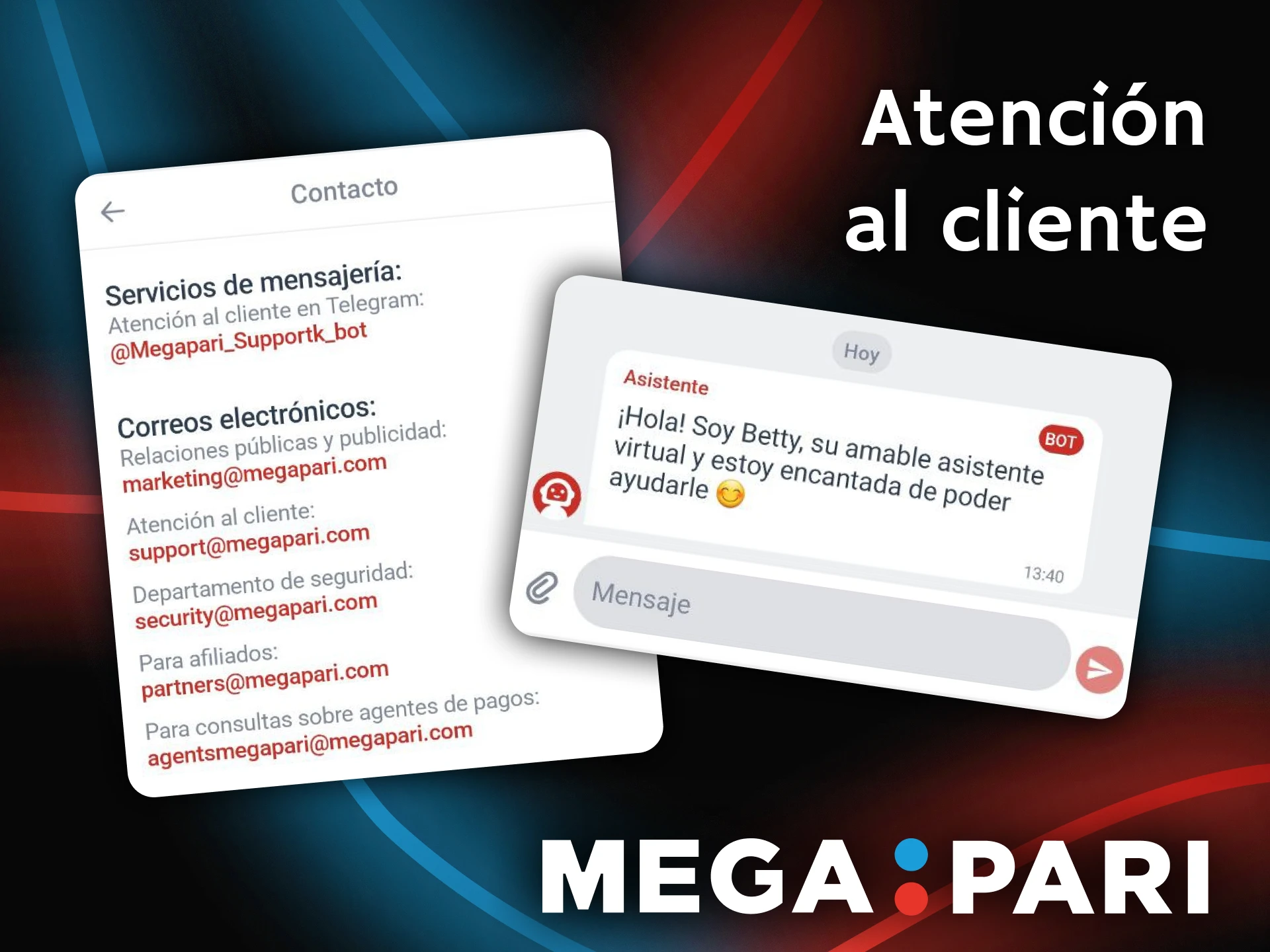 Resuelve todas tus dudas contactando al servicio de atención al cliente de Megapari.