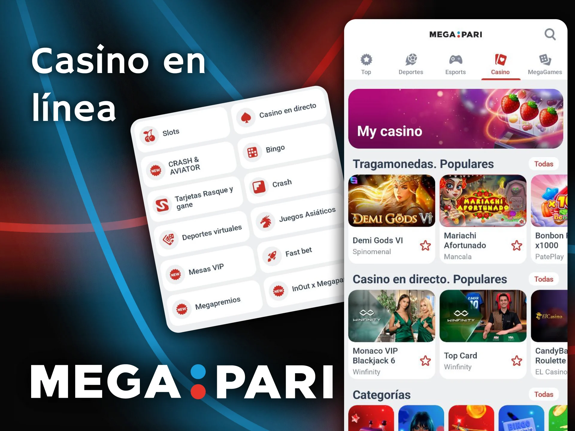 Disfruta de la gran variedad de juegos de casino en línea dentro de Megapari.