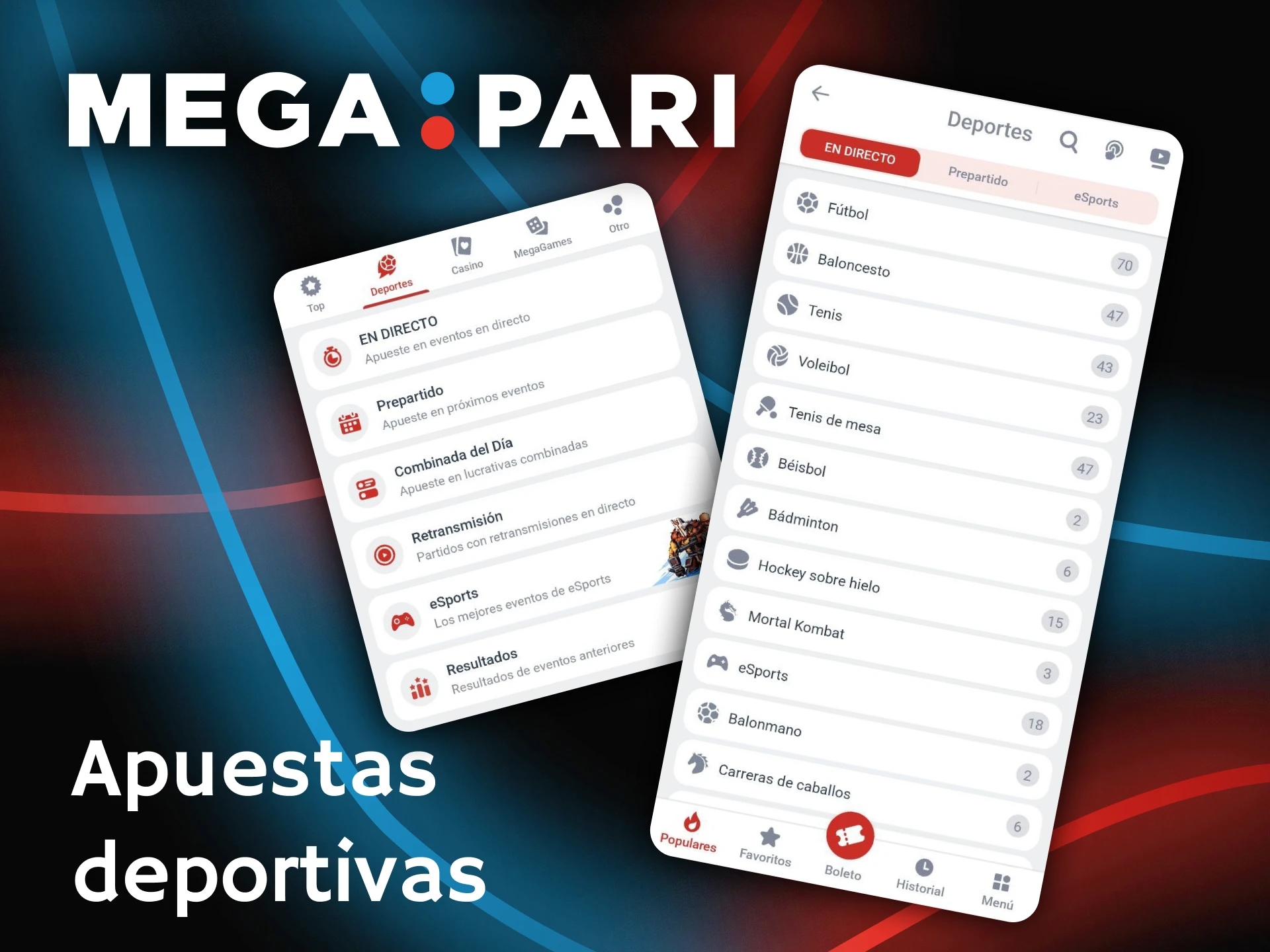 Explora el amplio catálogo de eventos y apuestas deportivas disponibles en Megapari.