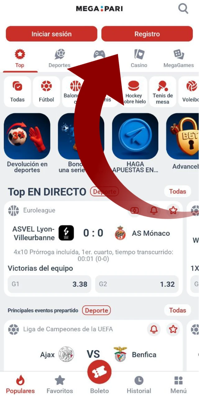 Inicie las aplicaciones en su teléfono para utilizar Megapari cómodamente.