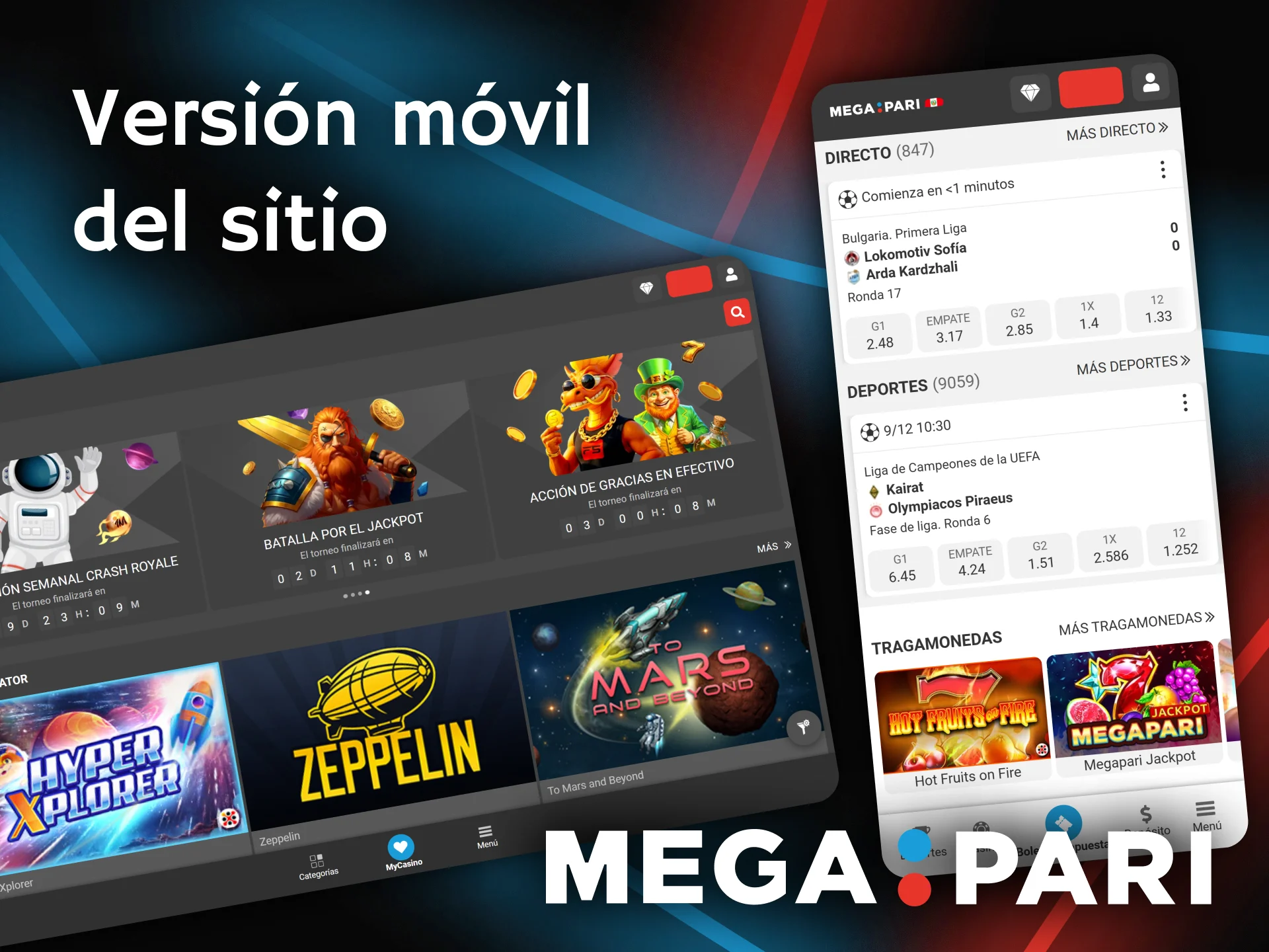 Accede fácilmente a la versión móvil del sitio web oficial de Megapari desde cualquier navegador.