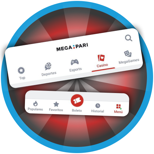 Explora las diversas categorías de deportes y casino disponibles en la app de Megapari.