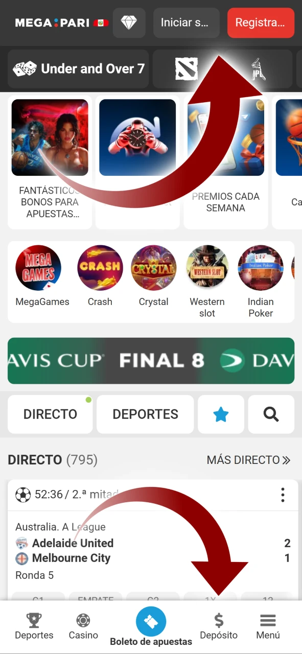 Vaya a Megapari, regístrese y realice un depósito.