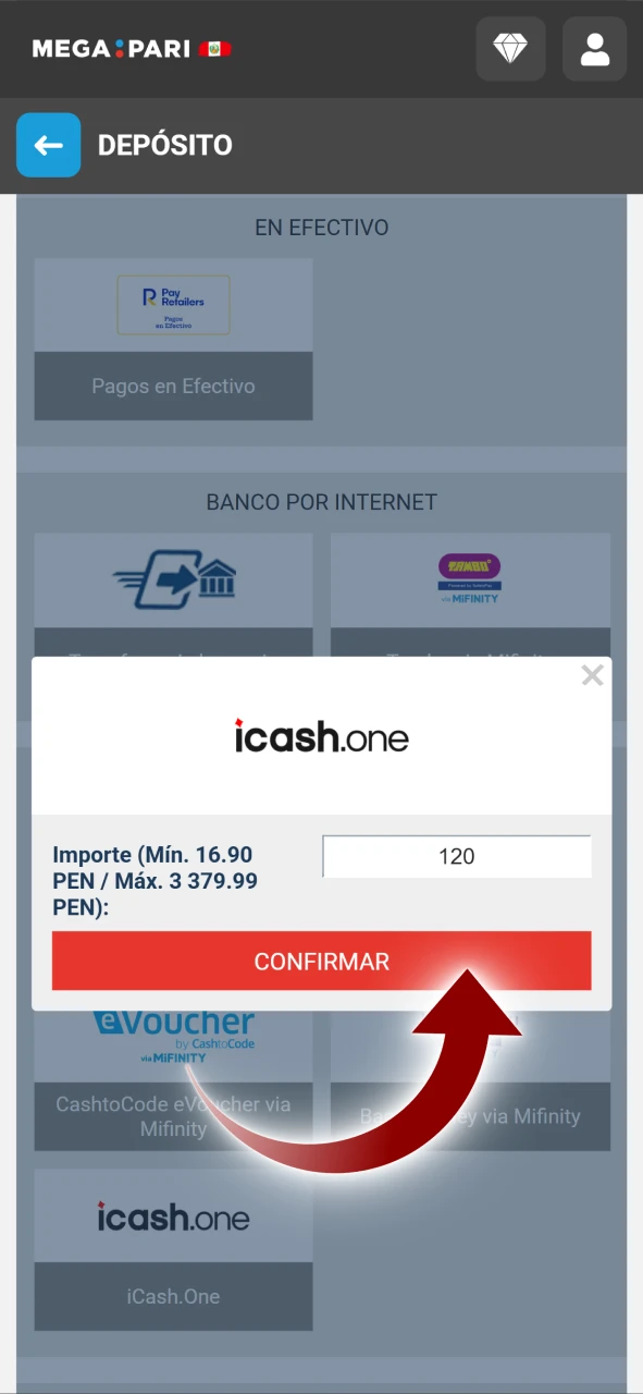 Realice su primer depósito en Megapari.