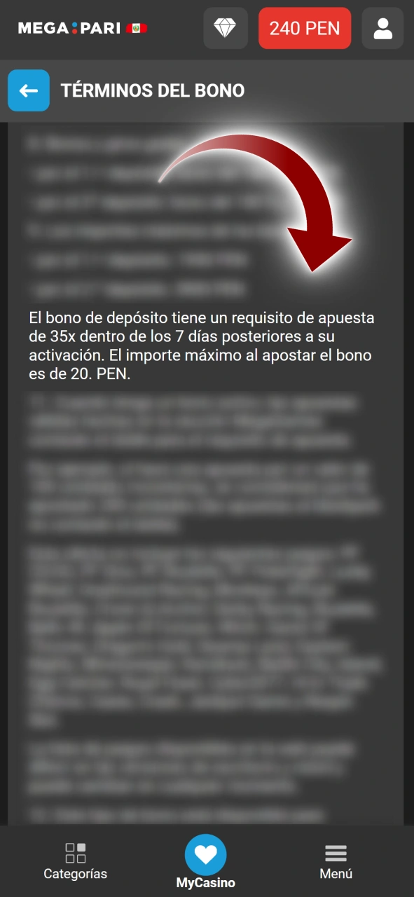 Puede leer los términos y condiciones de bonificación en el sitio web oficial de Megapari.