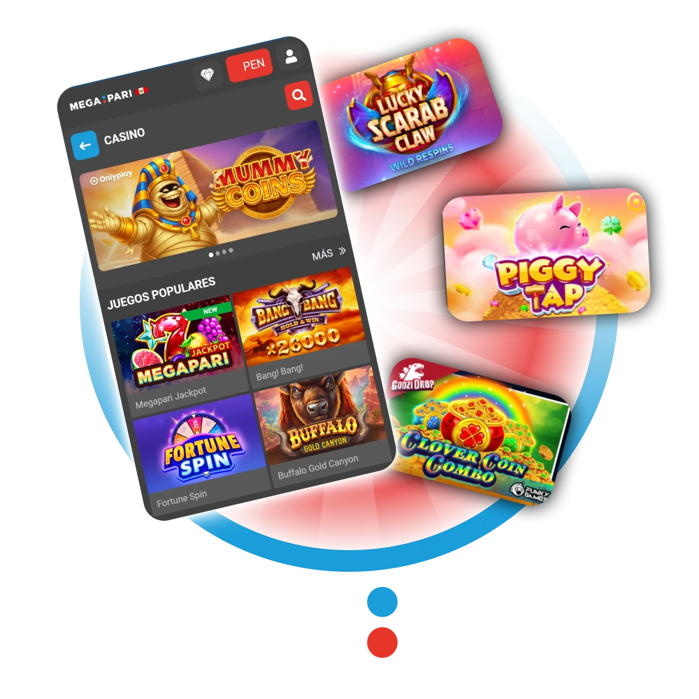 Un montón de los juegos más interesantes en el sitio web oficial de Megapari Perú.