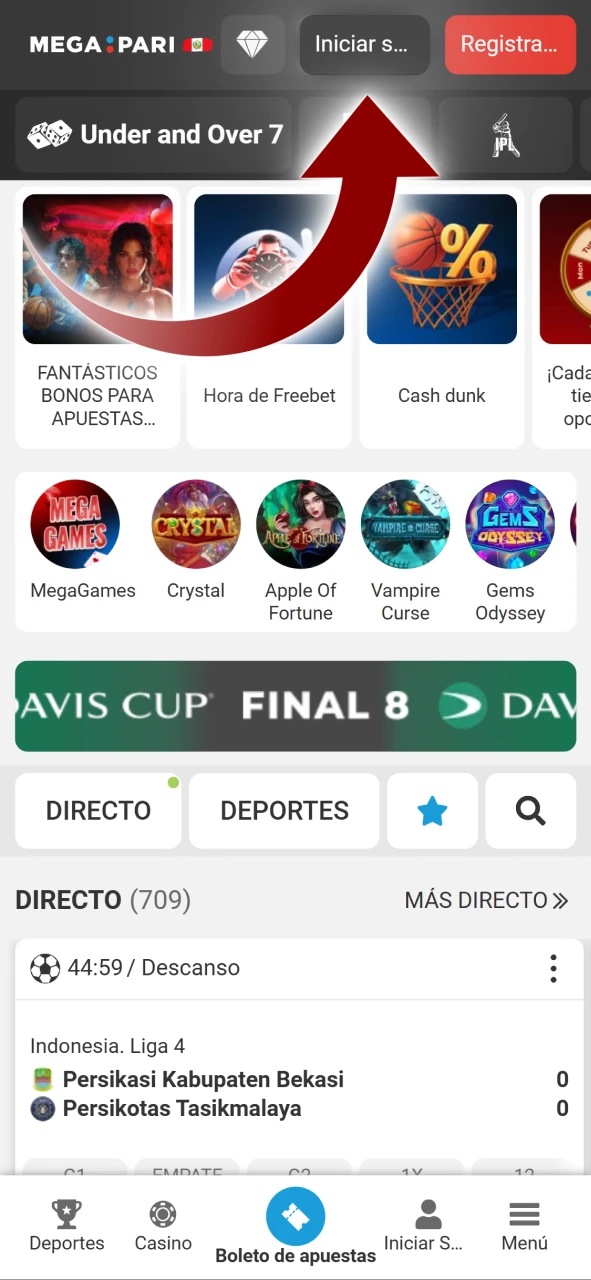 Para recargar su cuenta, inicie sesión en su cuenta en el sitio web oficial de Megapari.