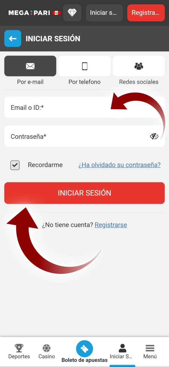 Para retirar dinero de su cuenta, inicie sesión en su cuenta en el sitio web oficial de Megapari.