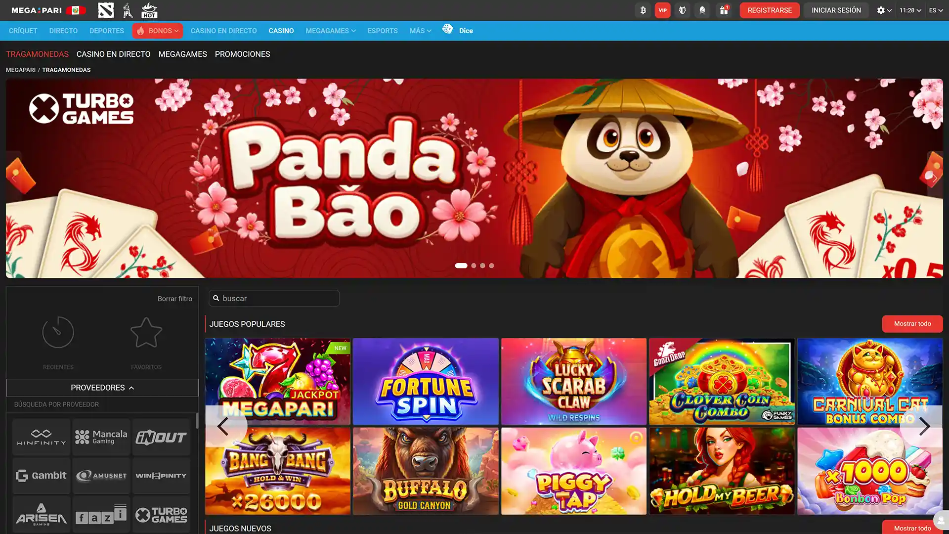 Una amplia gama de juegos te espera en la web de Megapari Perú.