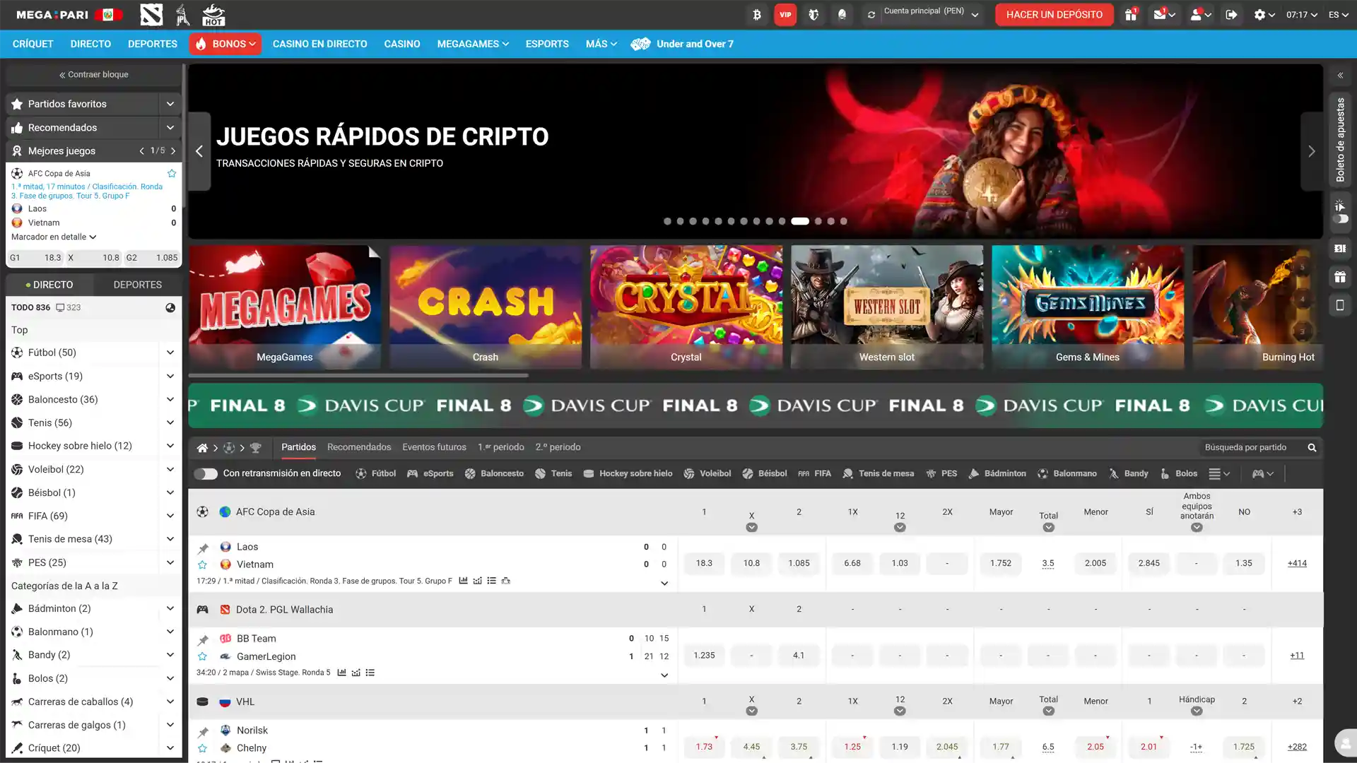 Consulta la página principal del sitio web oficial de Megapari Perú.