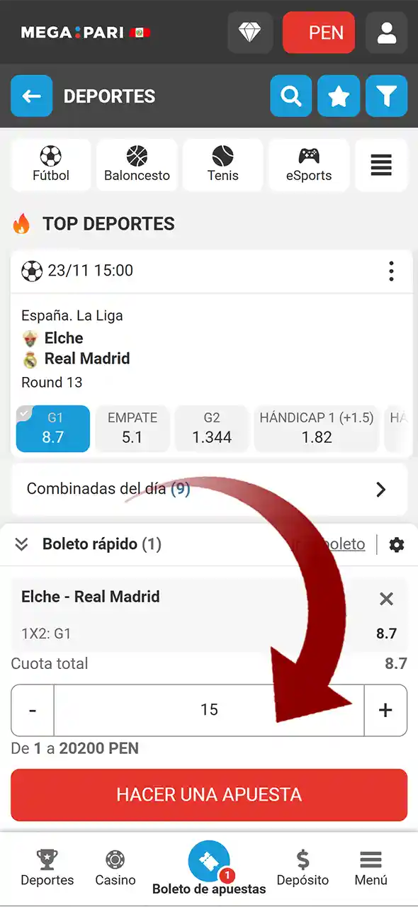 Podrás realizar apuestas en cualquier momento en la web oficial de Megapari Perú.
