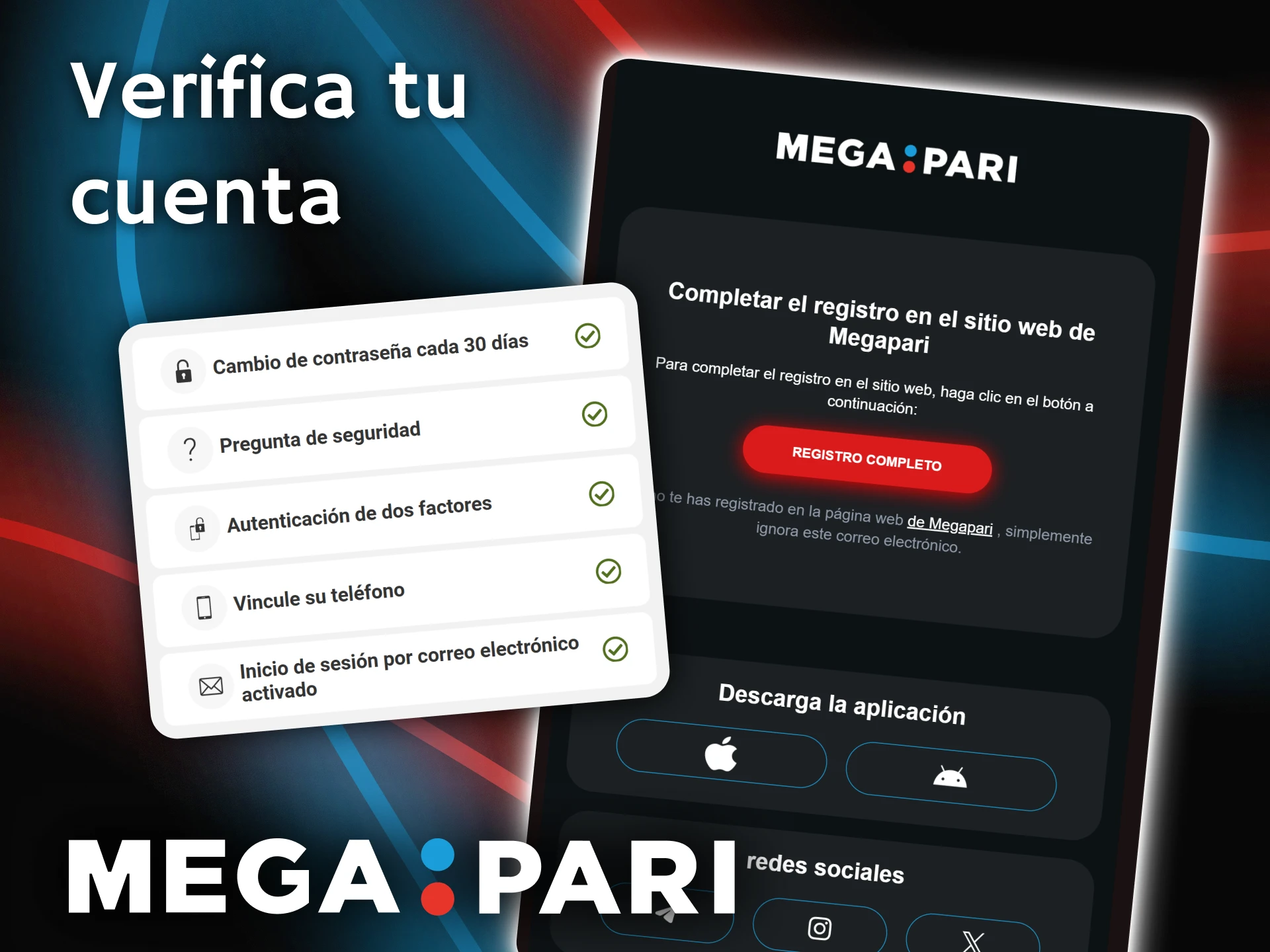 Asegure su cuenta Megapari en solo unos pocos clics.