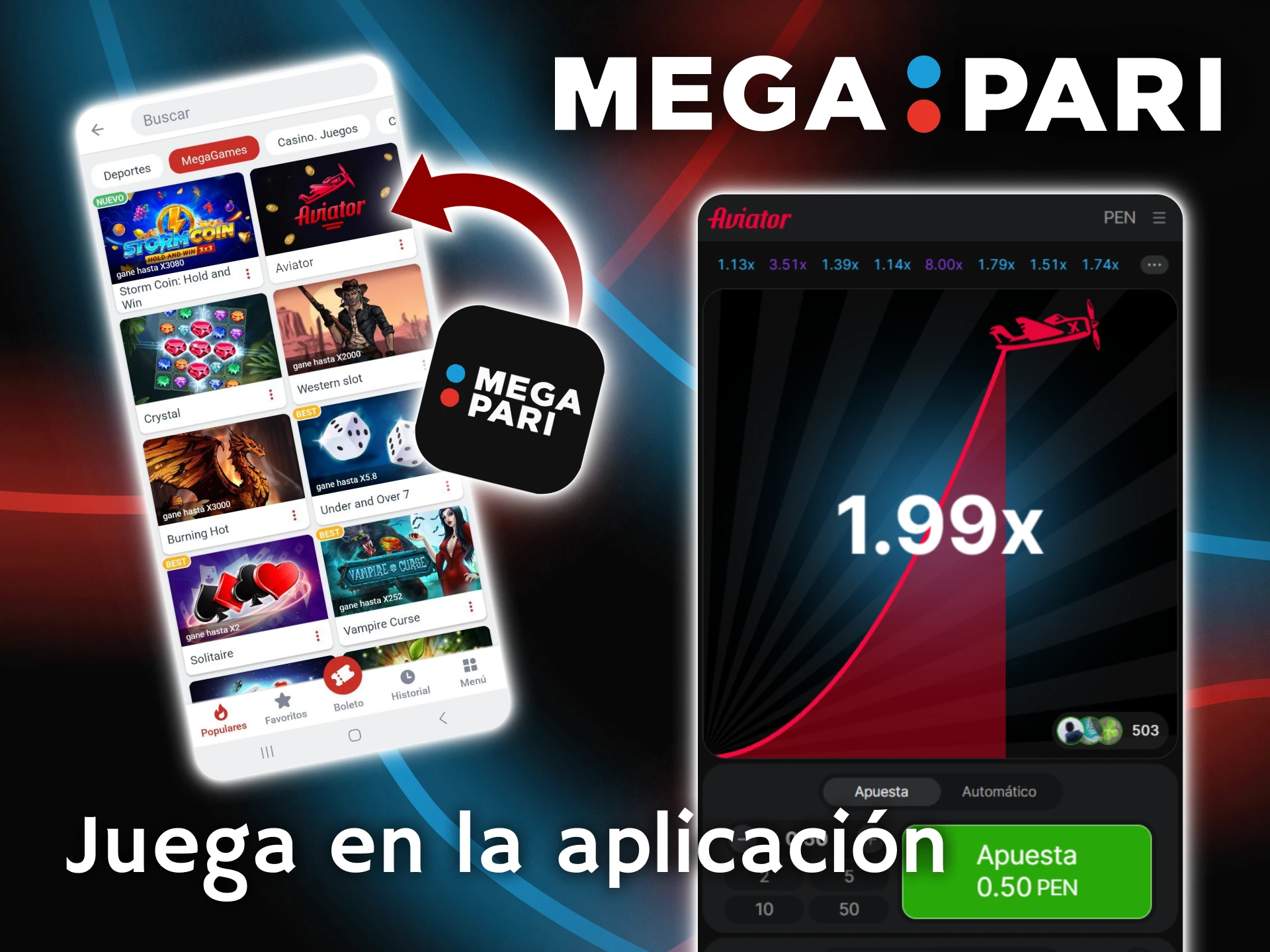 Juega al emocionante Aviator directamente desde la aplicación móvil oficial de Megapari.