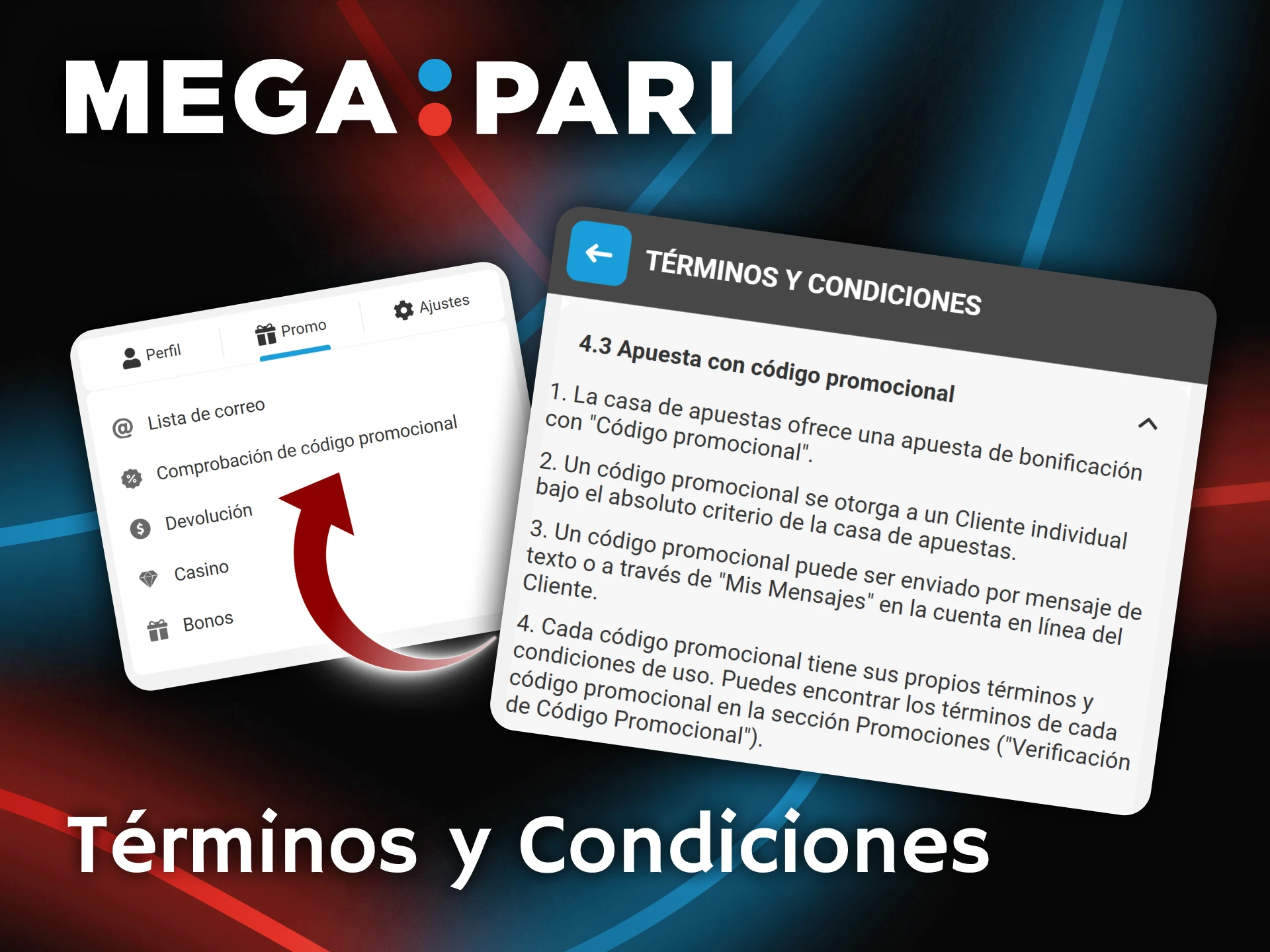 Lee atentamente los términos y condiciones de los códigos promocionales en Megapari.