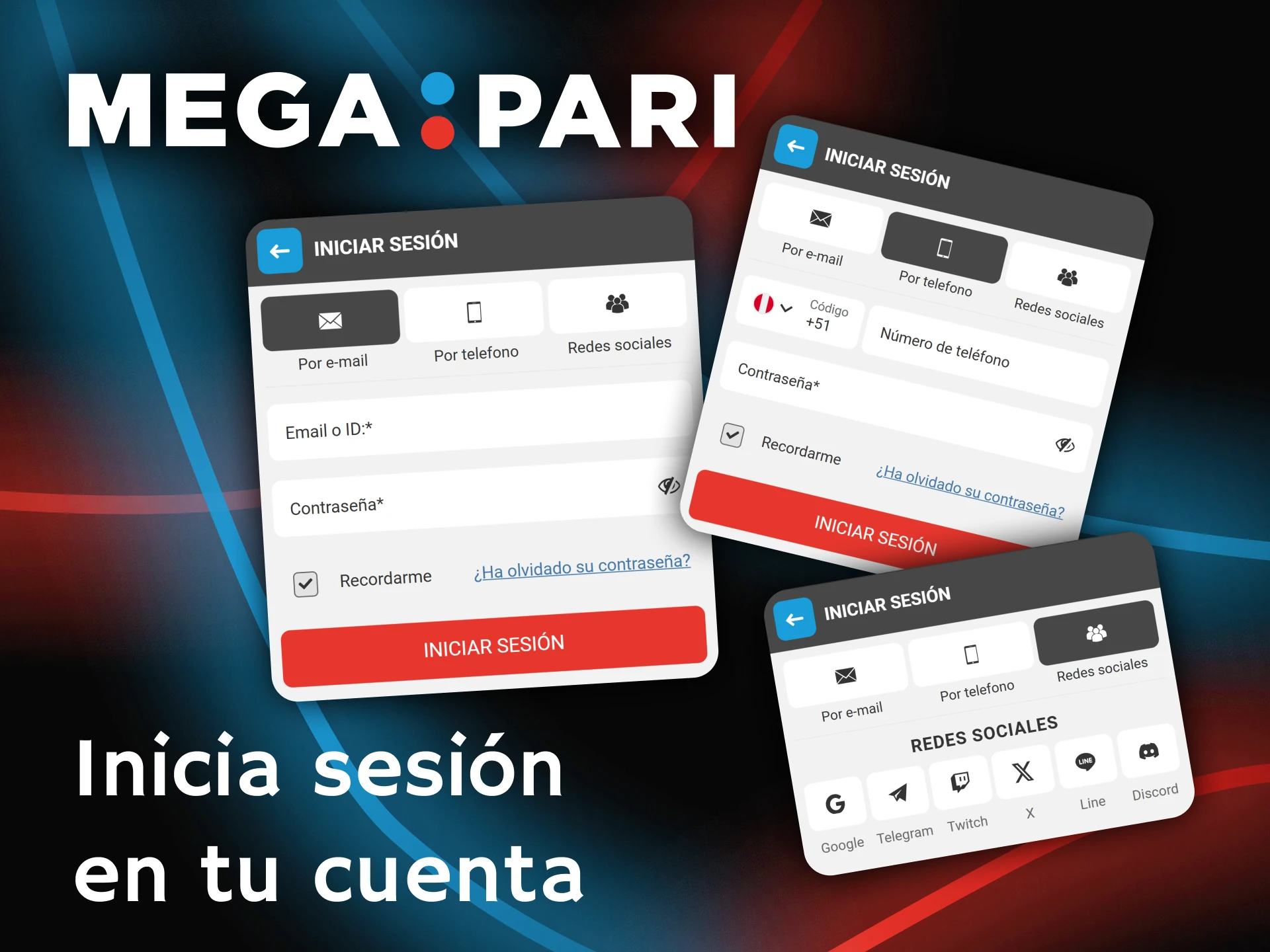 Ingresa tus datos de acceso e inicia sesión en tu perfil de Megapari ahora.
