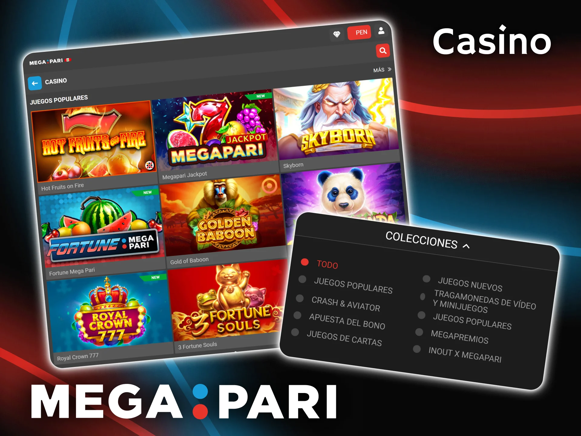 Descubre las colecciones de tragamonedas y juegos populares en el casino Megapari.