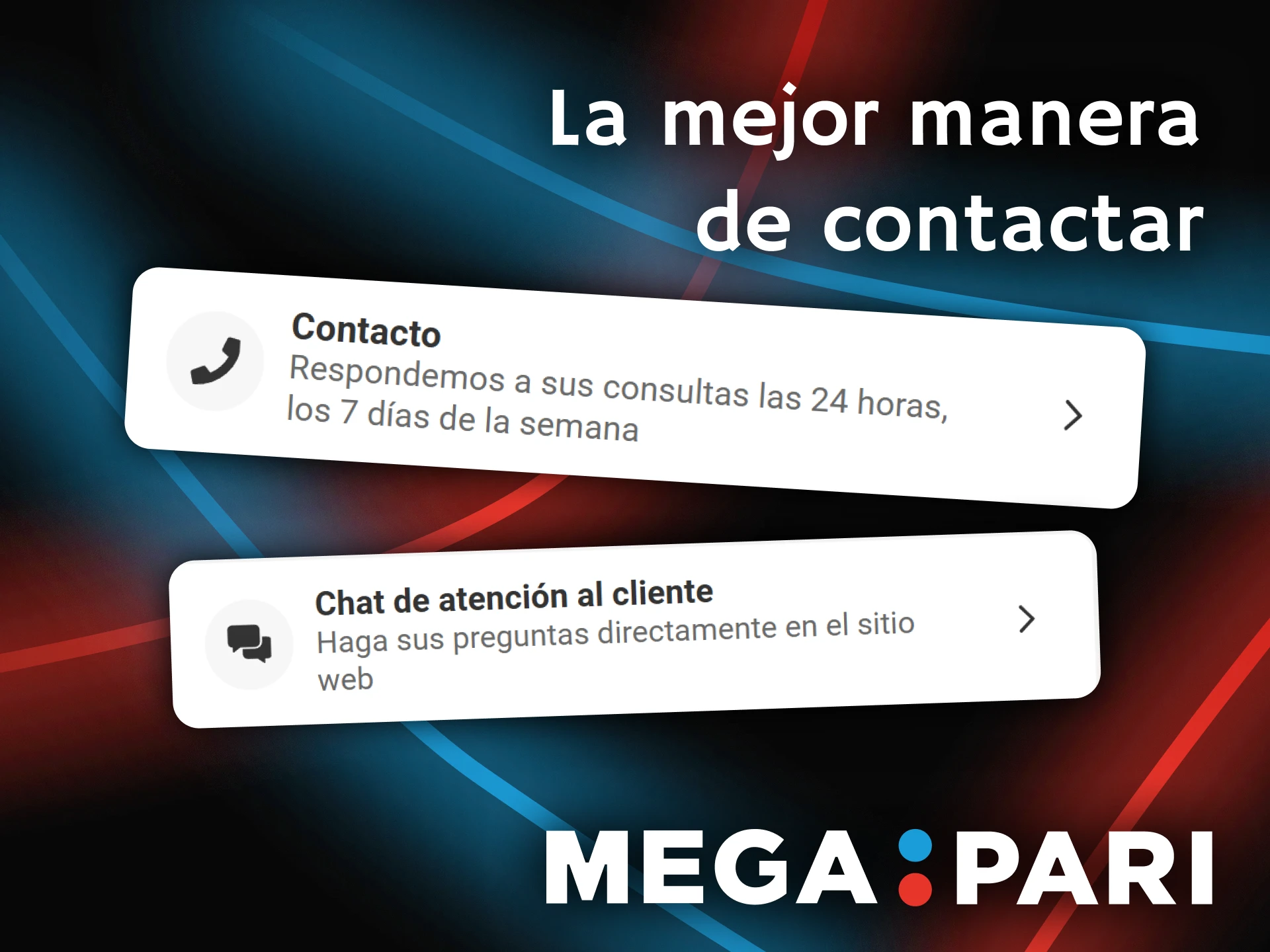 Selecciona la mejor manera de contactar al equipo de ayuda de Megapari.
