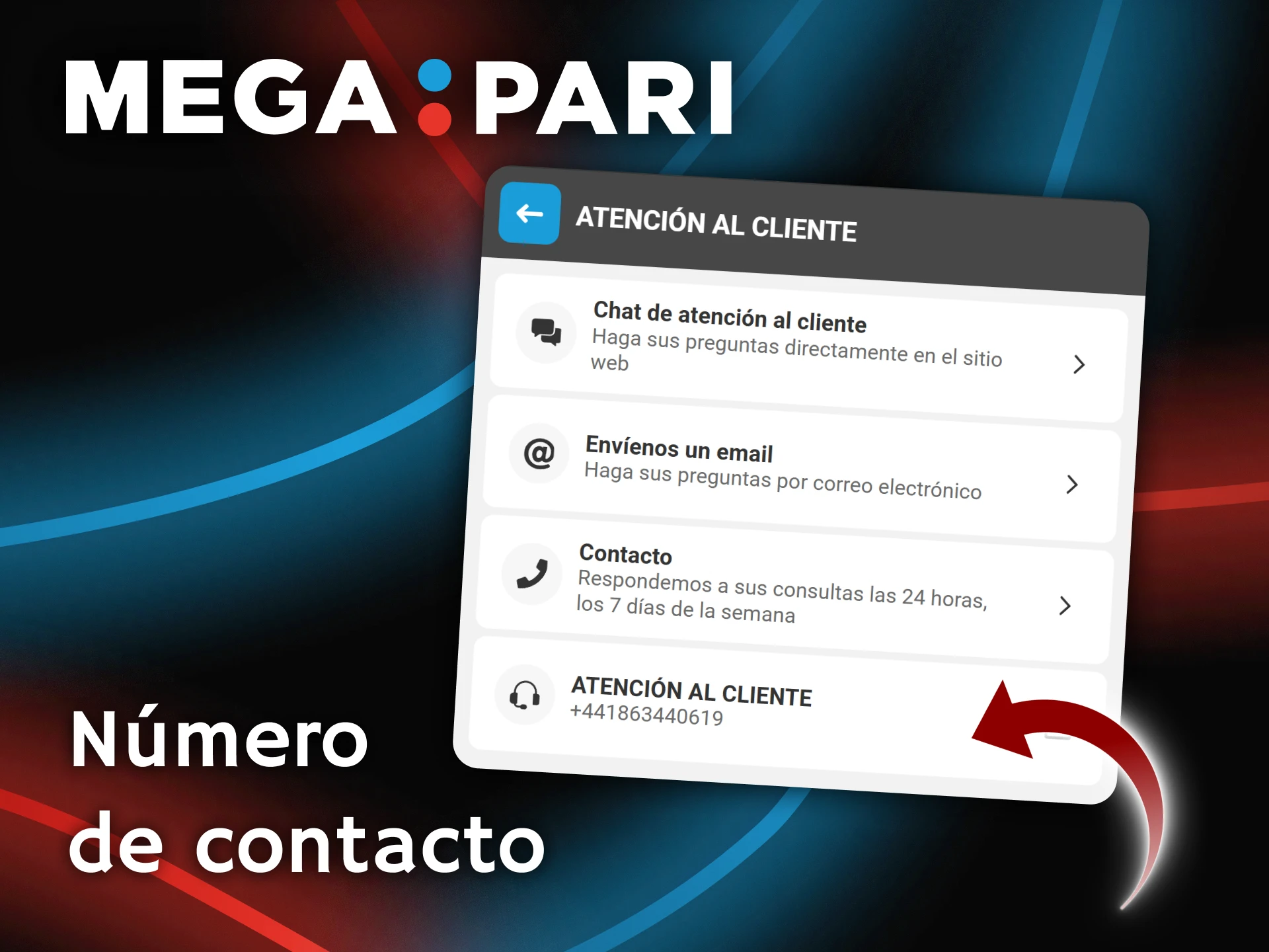 Llama al número de teléfono oficial para recibir asistencia inmediata de Megapari.